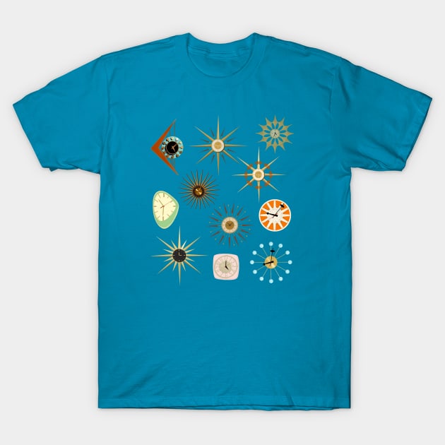 Mid Century Modern Clocks T-Shirt by jenblove